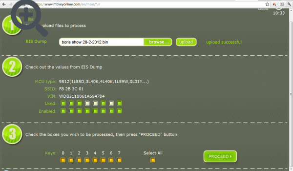 Online key generation for Mercedes